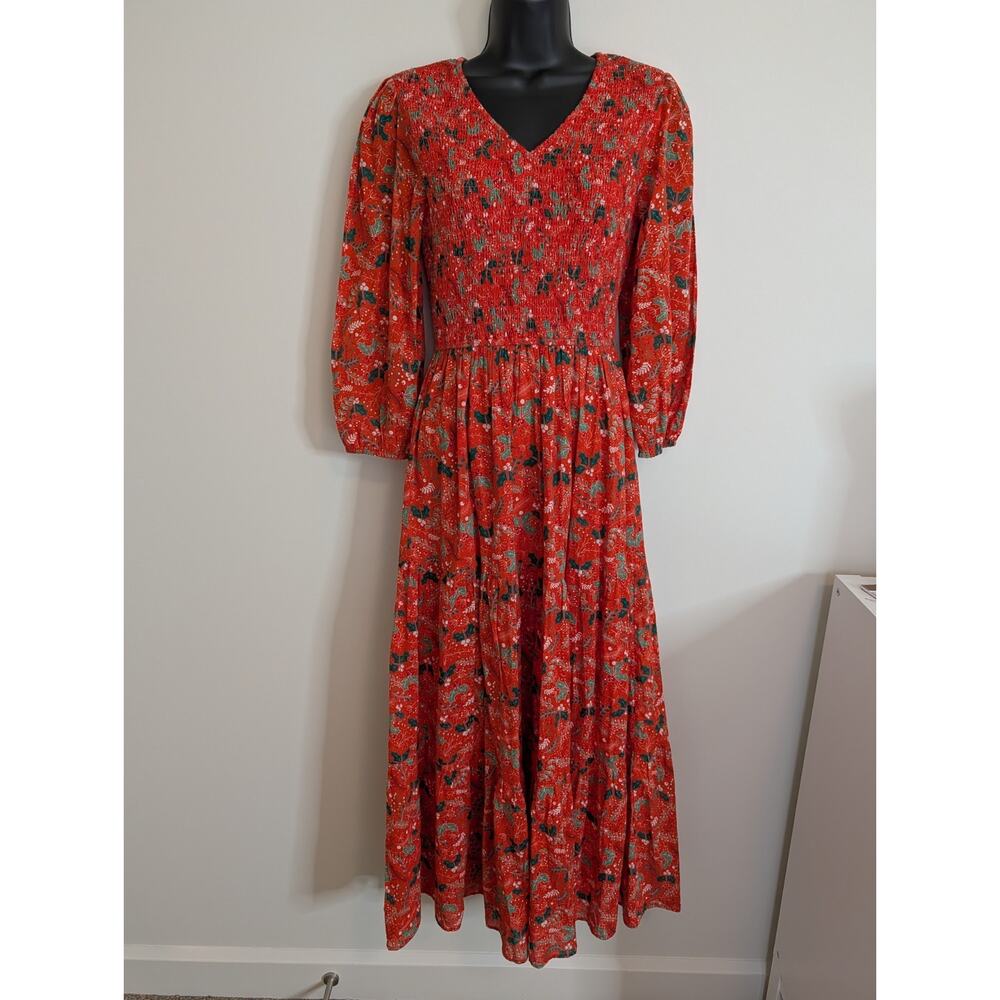 Ivy City Co Christmas Holly Midi Dress Size Small - Picture 2 of 11